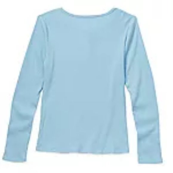 Thereabouts Little & Big Girls Henley Neck Long Sleeve T-Shirt - Picture 2 of 2